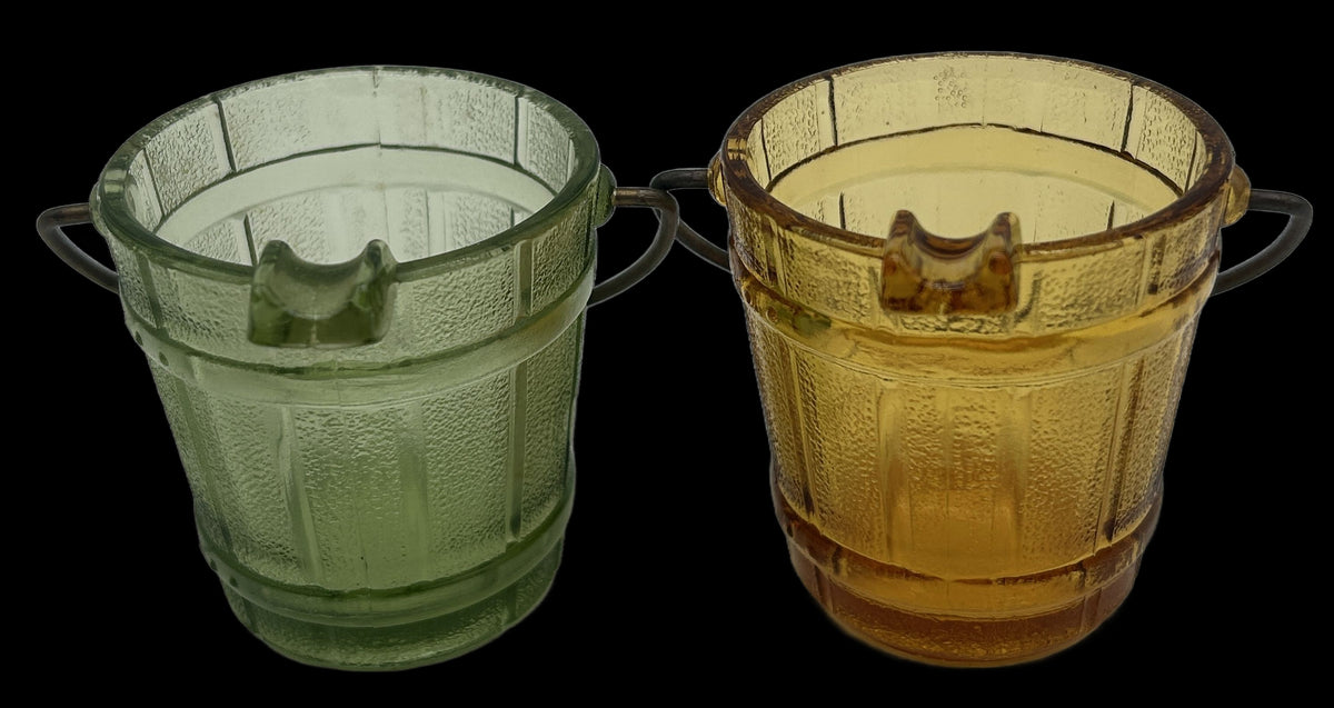 260729-5 Pair MCM Glass Bucket Ashtray
