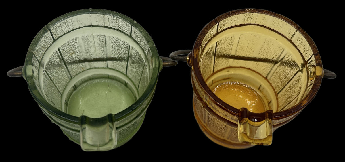 260729-5 Pair MCM Glass Bucket Ashtray