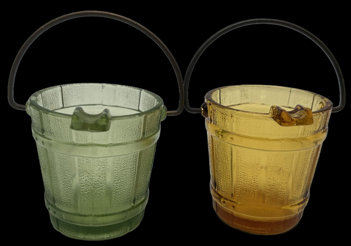 260729-5 Pair MCM Glass Bucket Ashtray