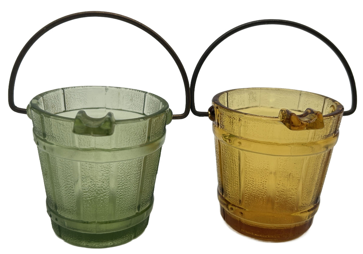 260729-5 Pair MCM Glass Bucket Ashtray