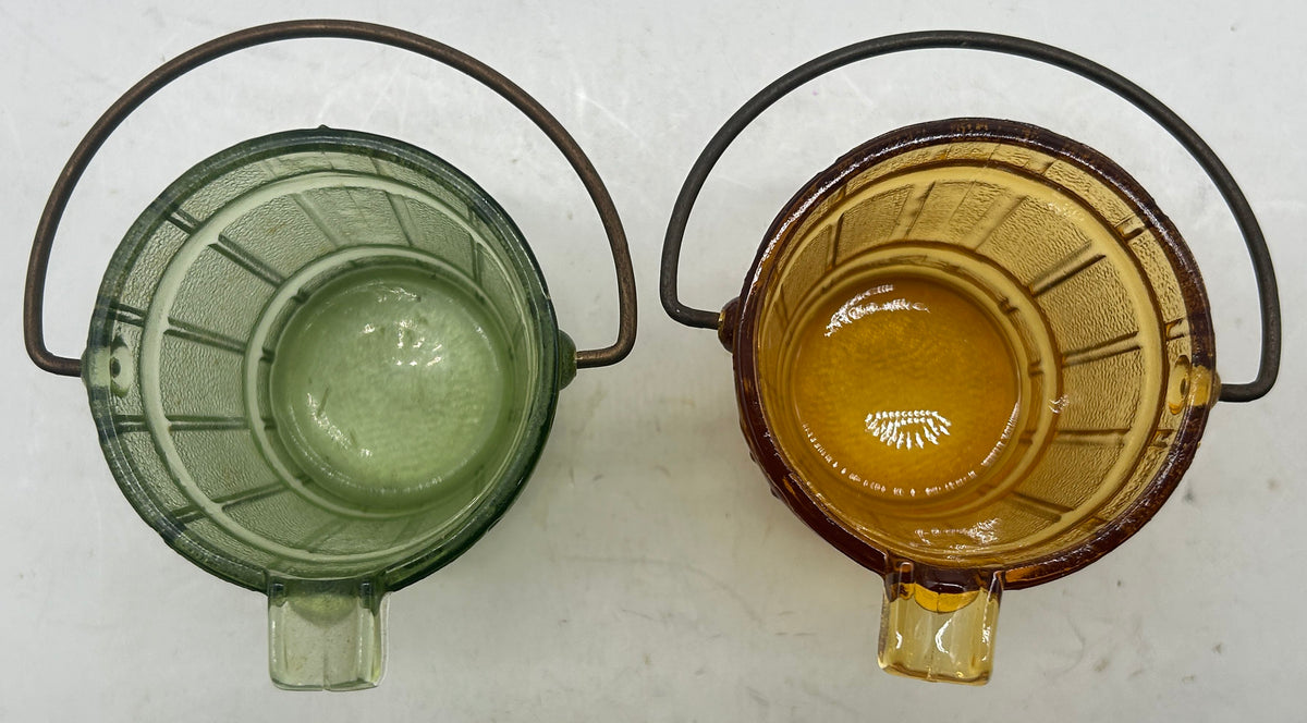 260729-5 Pair MCM Glass Bucket Ashtray
