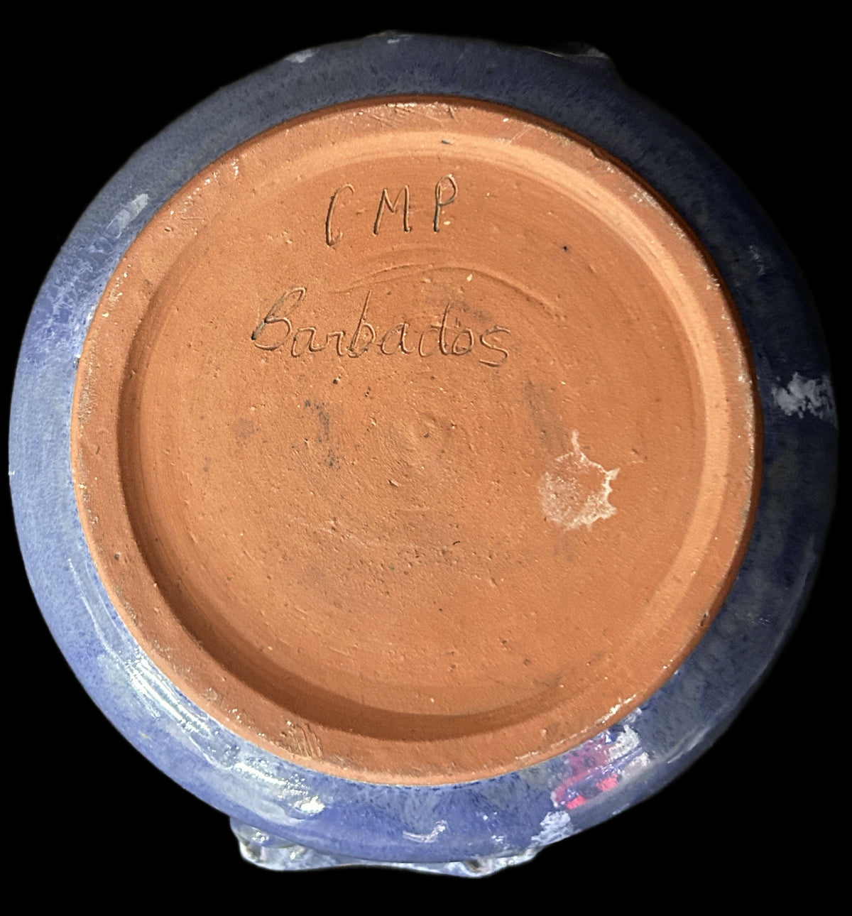 260729-8 Glazed Redware Serving Bowl