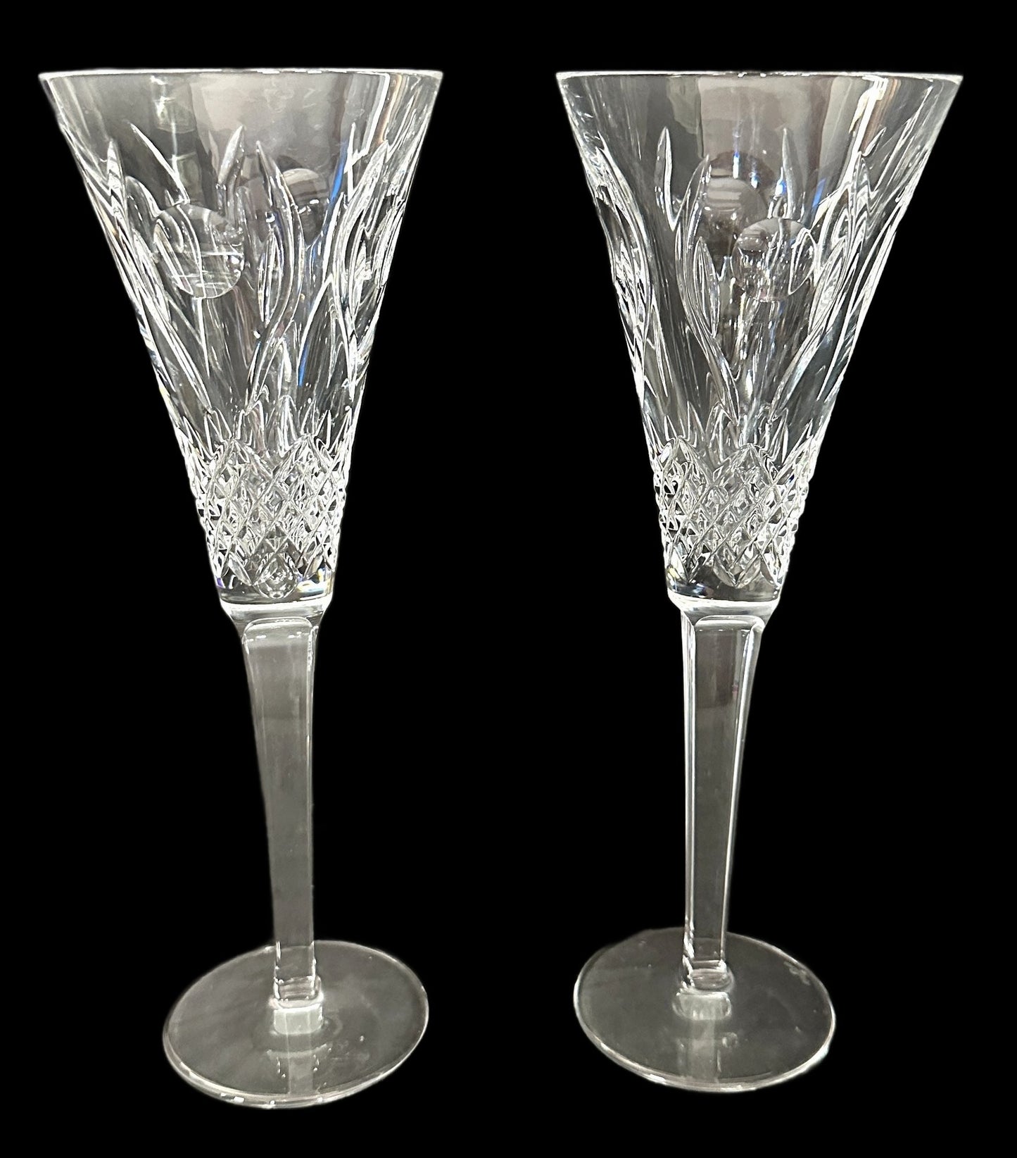 260708-22 Pair Waterford Champagne Flutes