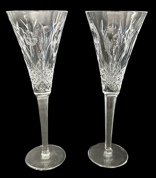 260708-22 Pair Waterford Champagne Flutes
