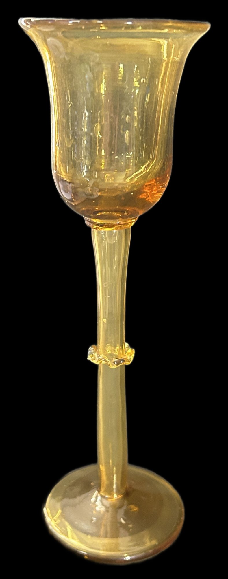 260107-4 Hand-Blown 11"H Amber Wine Glasses or Candle Votive Holders