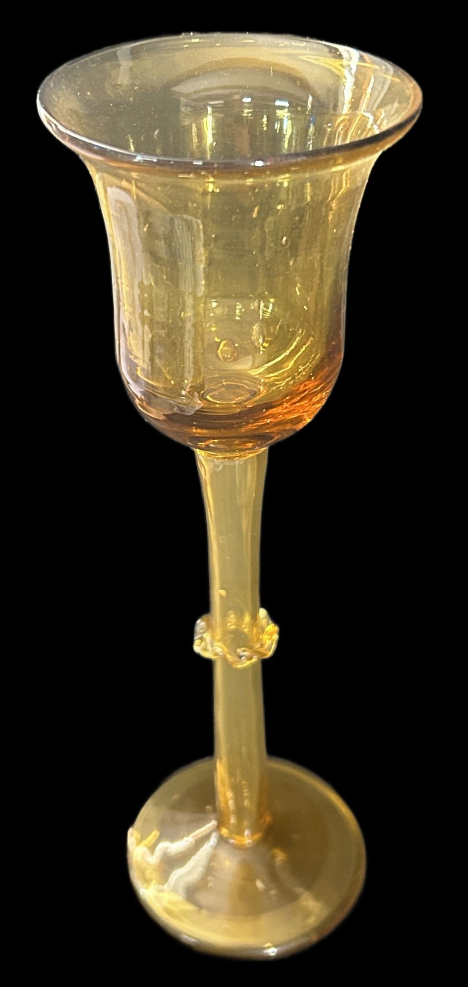 260107-4 Hand-Blown 11"H Amber Wine Glasses or Candle Votive Holders