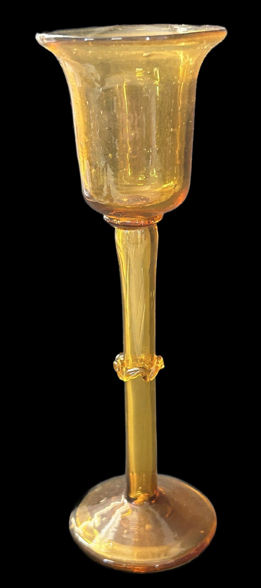 260107-5 Hand-Blown 9.25"H Amber Cordial or Votive Holder
