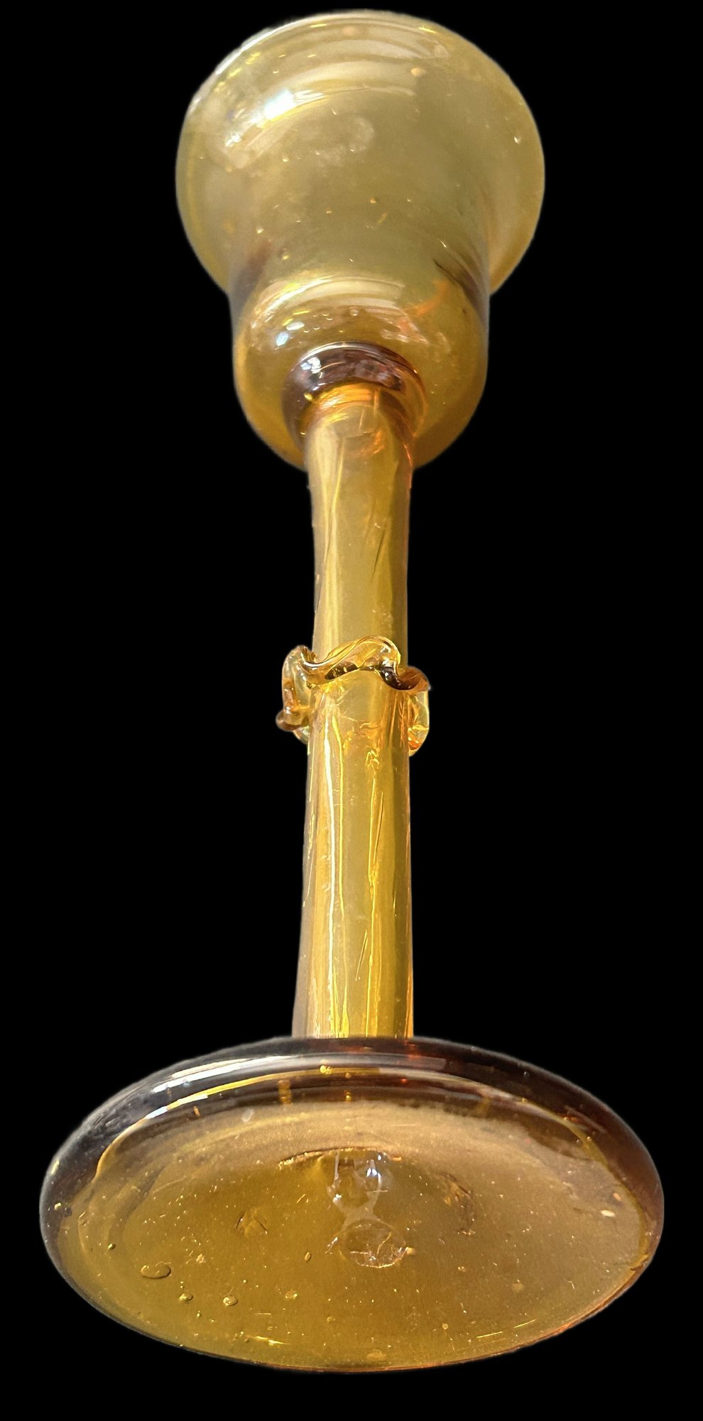 260107-5 Hand-Blown 9.25"H Amber Cordial or Votive Holder