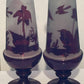 250907-1C Pair Antique Bohemian Ruby Red Frosted Vases, 8.25"H