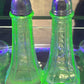 251101-2 Pair Green Princess Uranium Glass Salt & Pepper Shakers