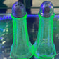 251101-2 Pair Green Princess Uranium Glass Salt & Pepper Shakers