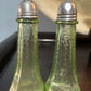 251101-2 Pair Green Princess Uranium Glass Salt & Pepper Shakers