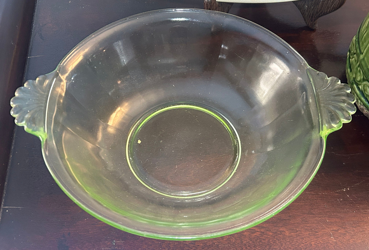 251101-10 Uranium Glass Art Deco Serving Bowl