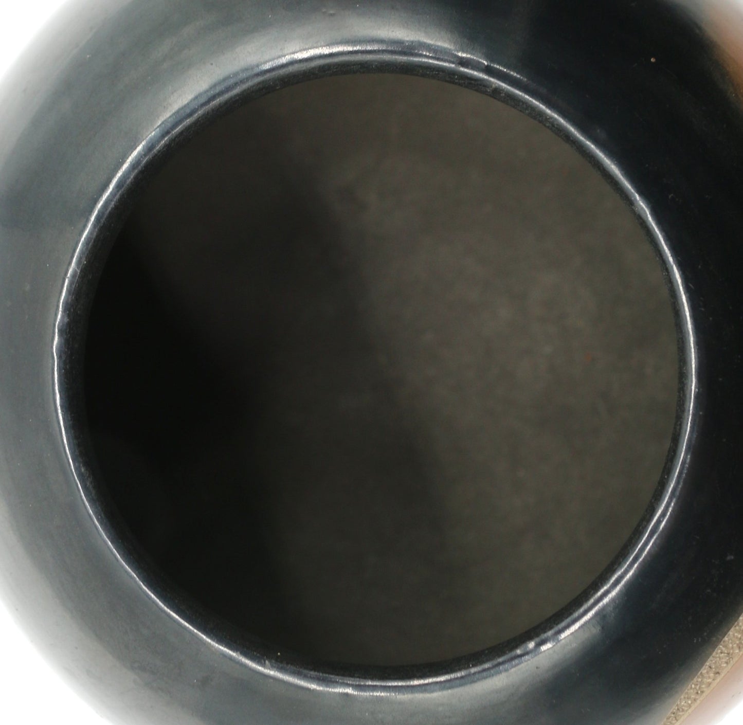 250326-3 Master Potter Dora Tse-Pe - Black And Sienna Bowl With Bear & Four Turquiose Insets - 4.5" High X 6" Wide