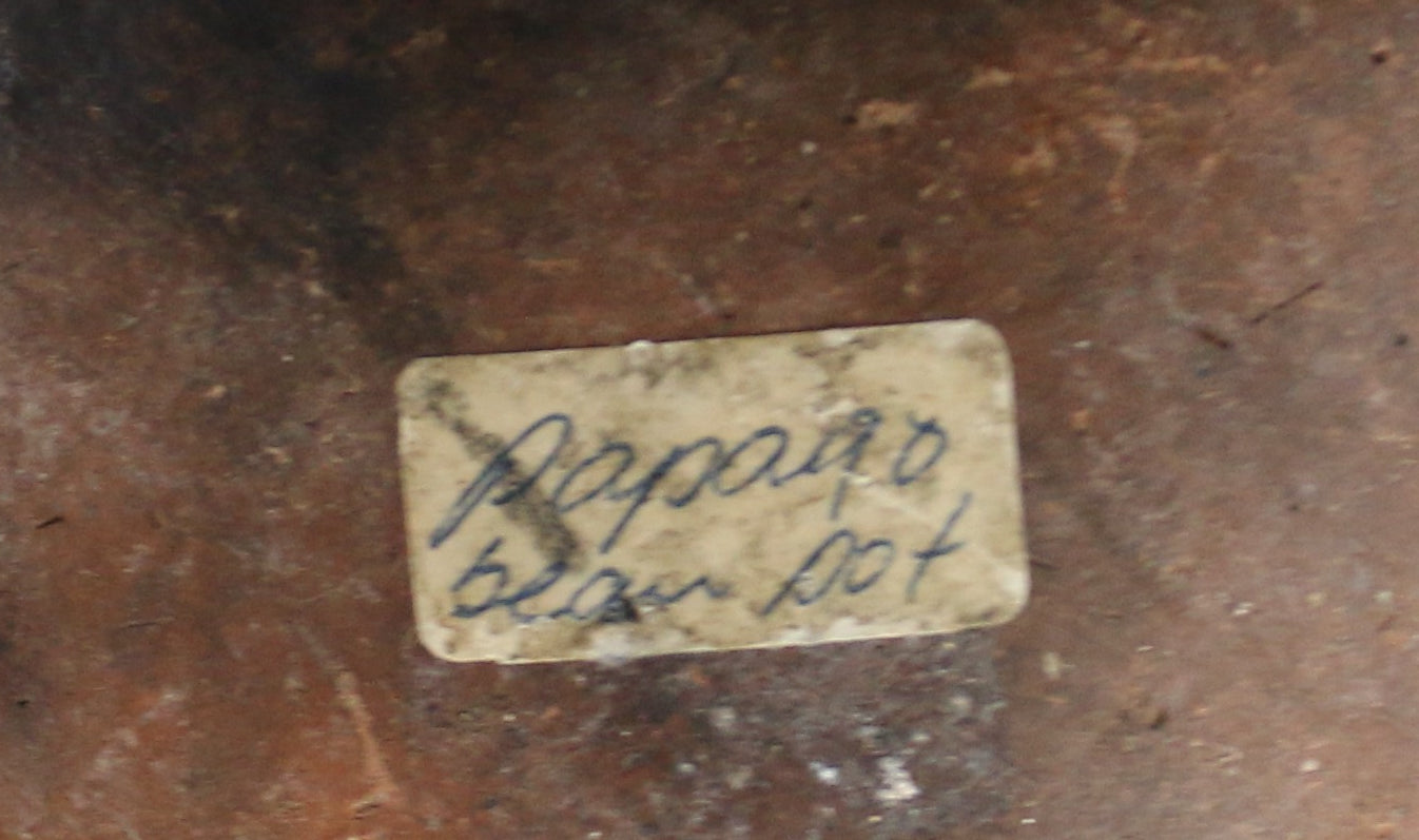 250326-6 Antique Large Pot With Label: "Papago Bean Pot" On Bottom - 9" High X 10" Wide - Native American