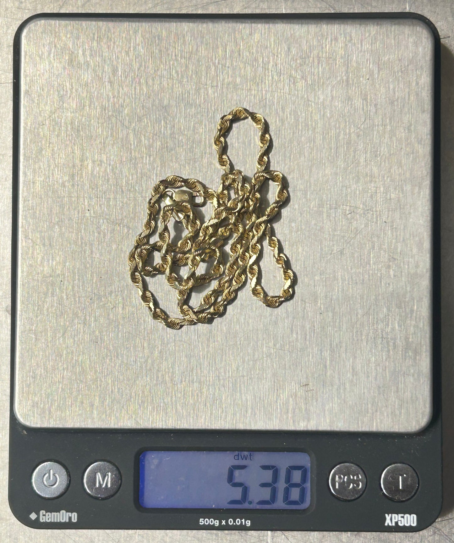 251201-1 18" 14K Yellow Gold Rope Chain 8.36g