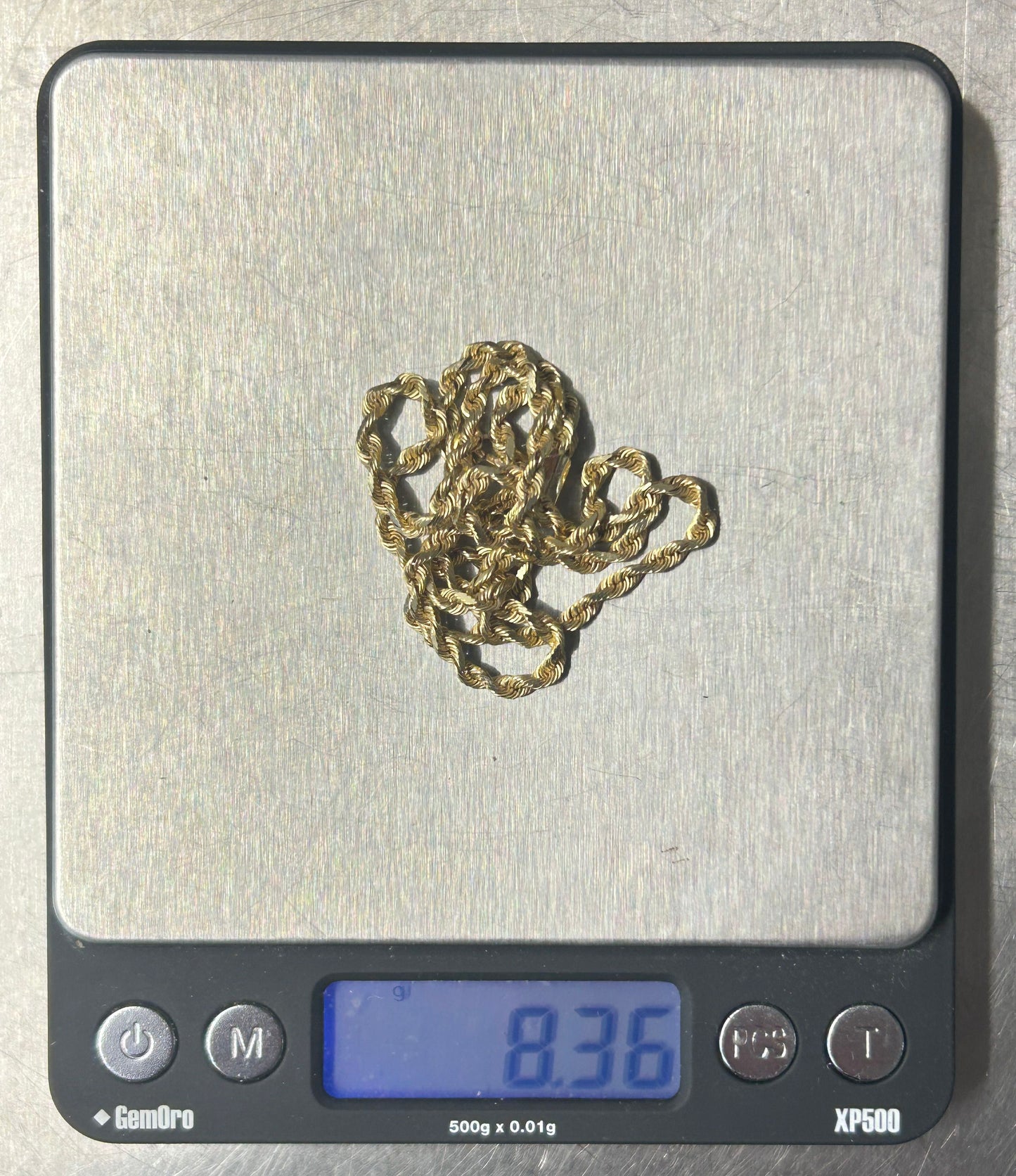 251201-1 18" 14K Yellow Gold Rope Chain 8.36g