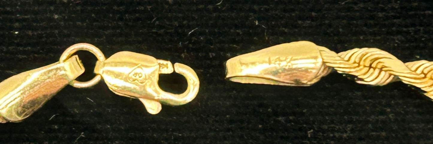 251201-1 18" 14K Yellow Gold Rope Chain 8.36g