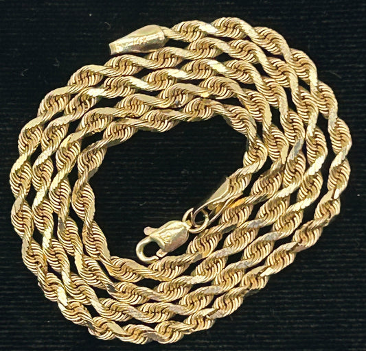 251201-1 18" 14K Yellow Gold Rope Chain 8.36g