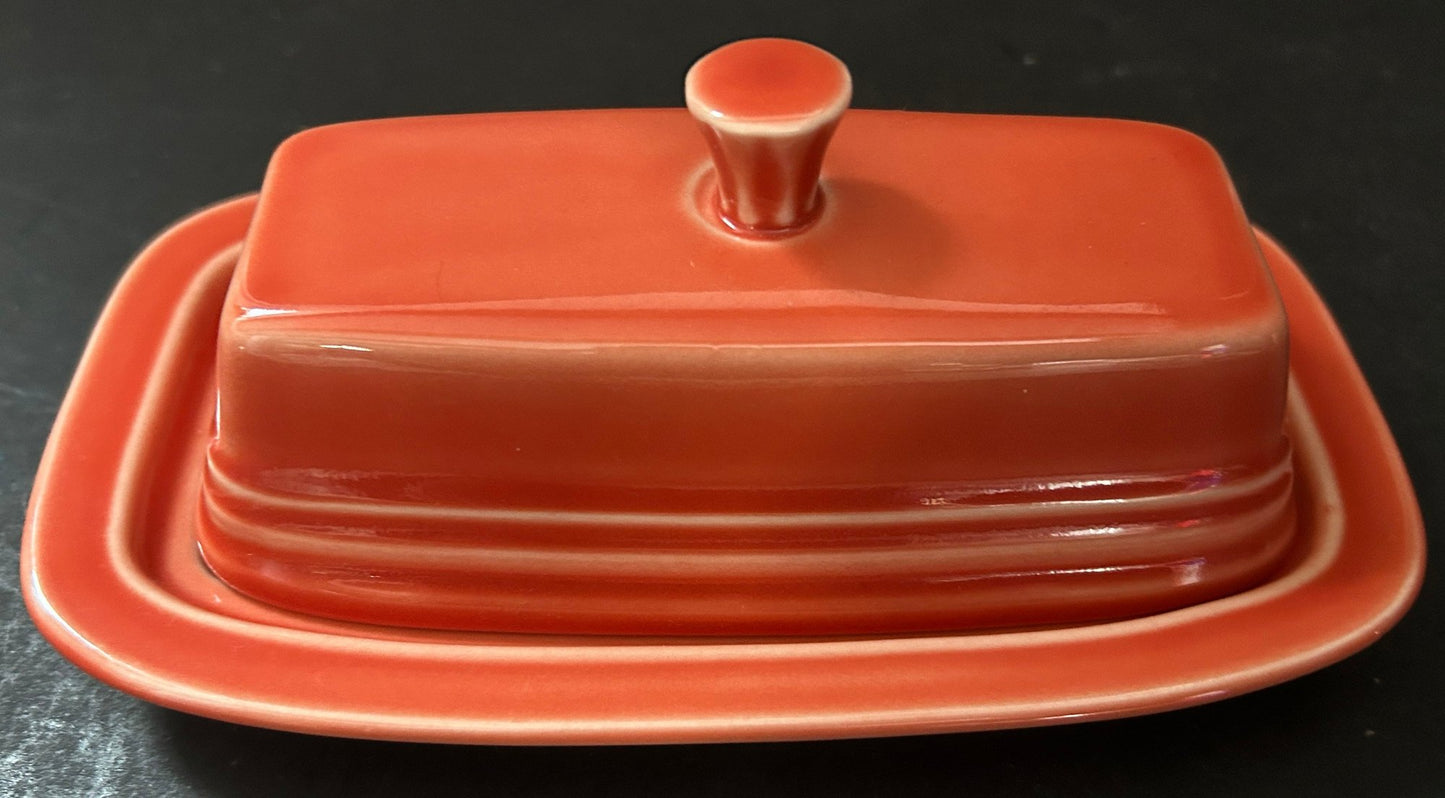 260429-20 Vintage Fiesta Butter Dish By Homer Laughlin In Persimmon