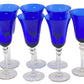 241204-12 Cobalt and Clear Uranium Glass Beaded Stemmed Goblet