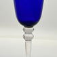 241204-12 Cobalt and Clear Uranium Glass Beaded Stemmed Goblet