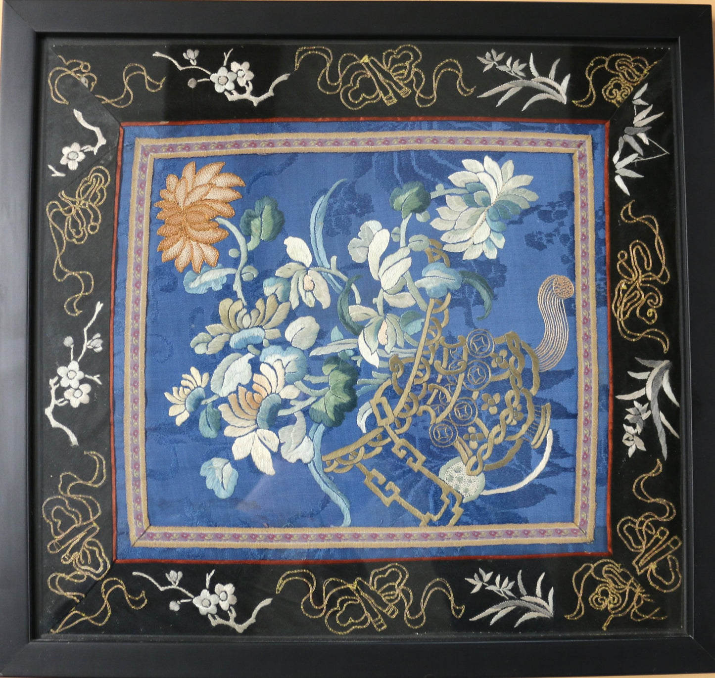 250423-3 Antique Chinese Silk Embroidered Panel