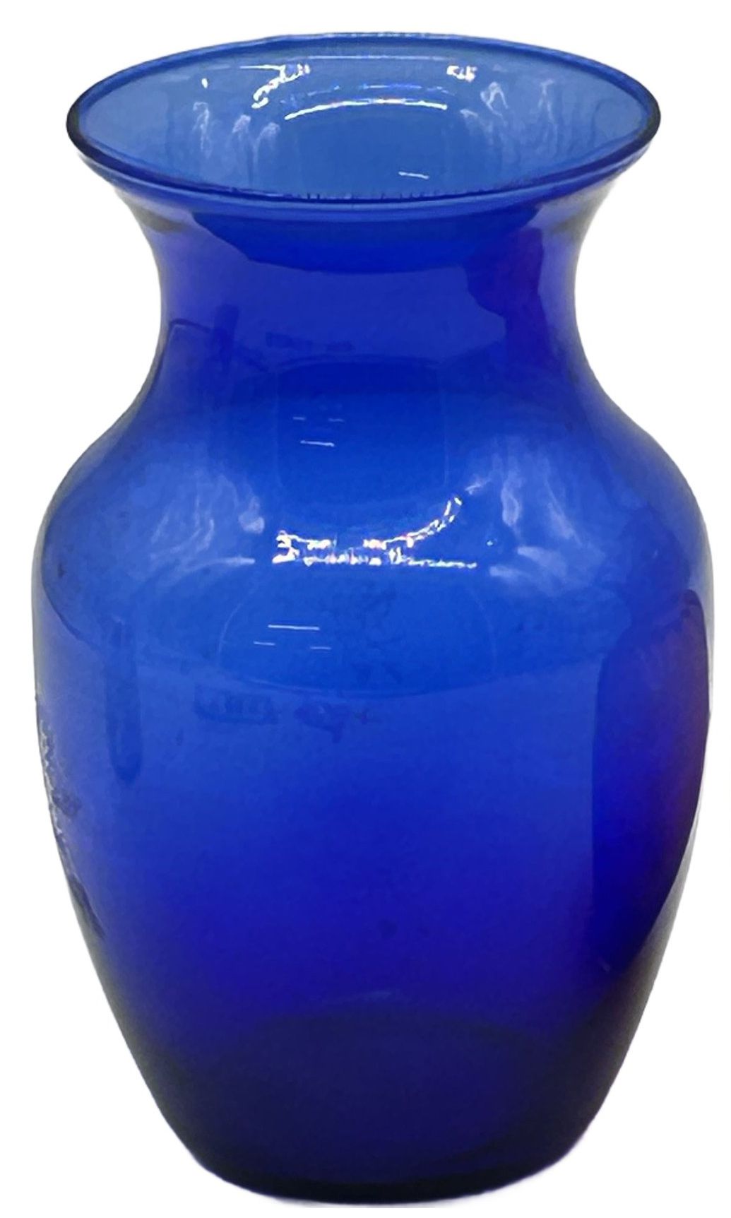 250423-8A VIctorian Cobalt Blue Vase With Etched Cherub