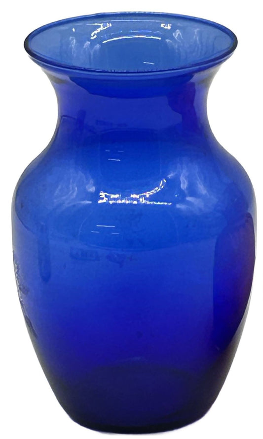 250423-8A VIctorian Cobalt Blue Vase With Etched Cherub