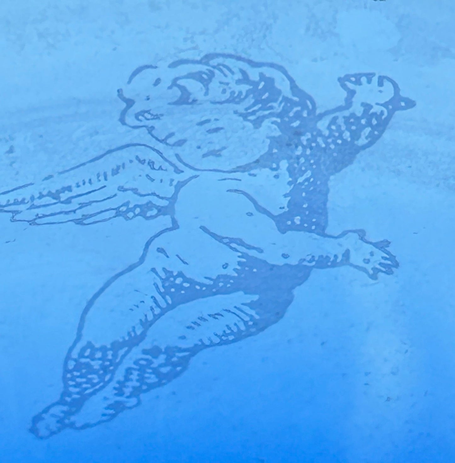 250423-8A VIctorian Cobalt Blue Vase With Etched Cherub