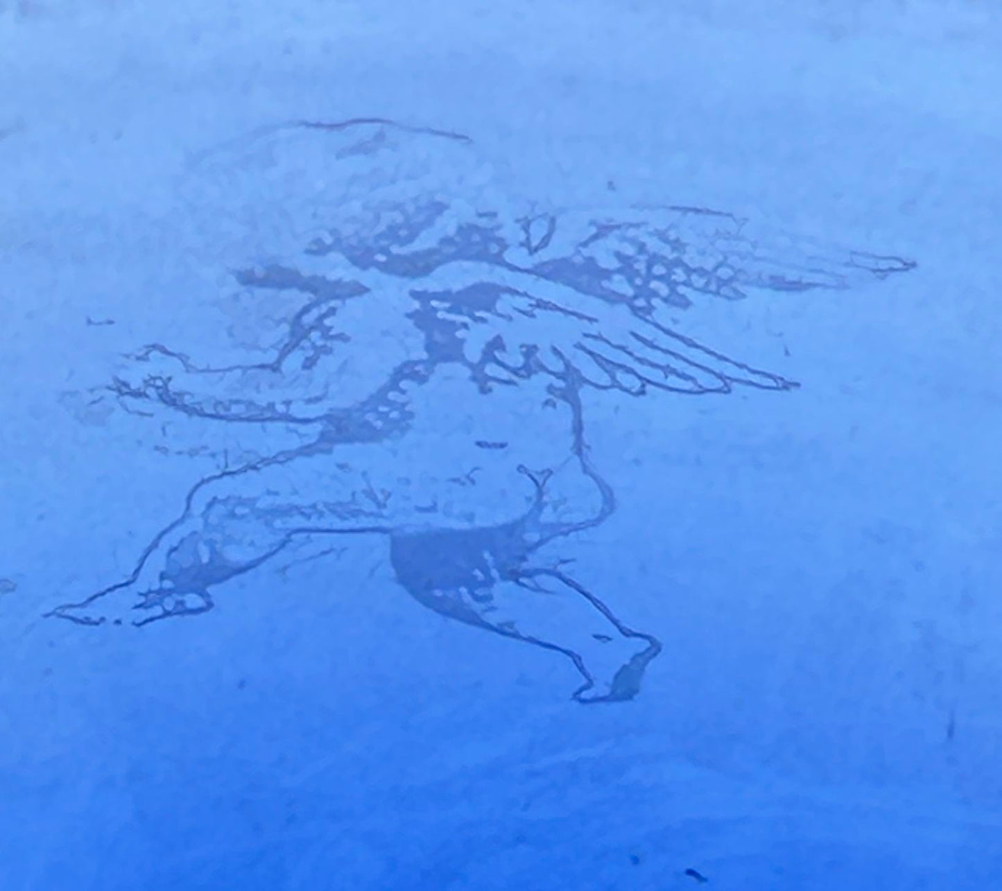 250423-8A VIctorian Cobalt Blue Vase With Etched Cherub