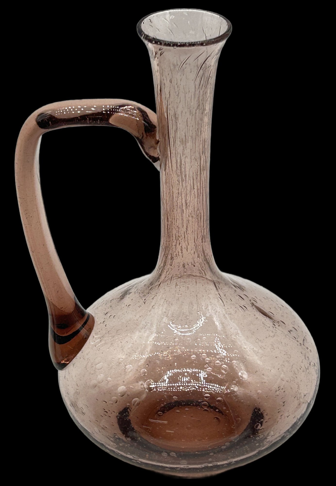 260107-7 La Verrerie De Biot Amethyst Bubble Glass Decanter Set