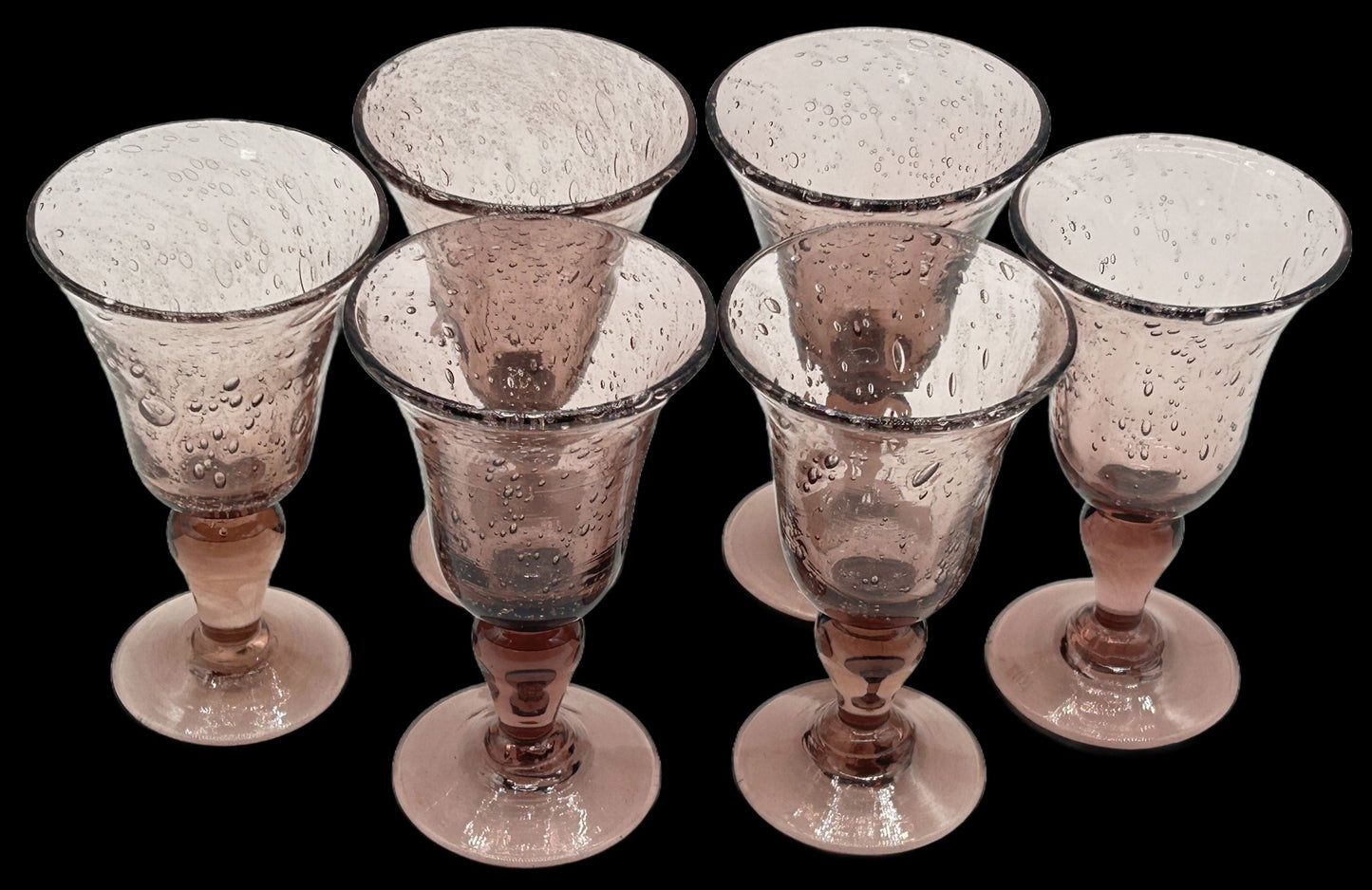 260107-7 La Verrerie De Biot Amethyst Bubble Glass Decanter Set