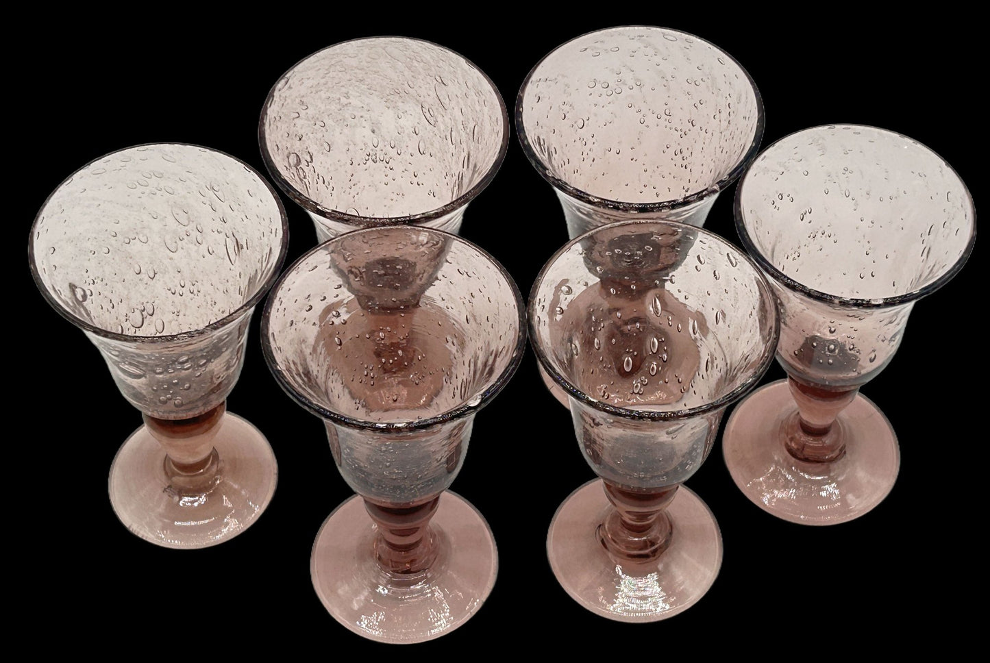 260107-7 La Verrerie De Biot Amethyst Bubble Glass Decanter Set