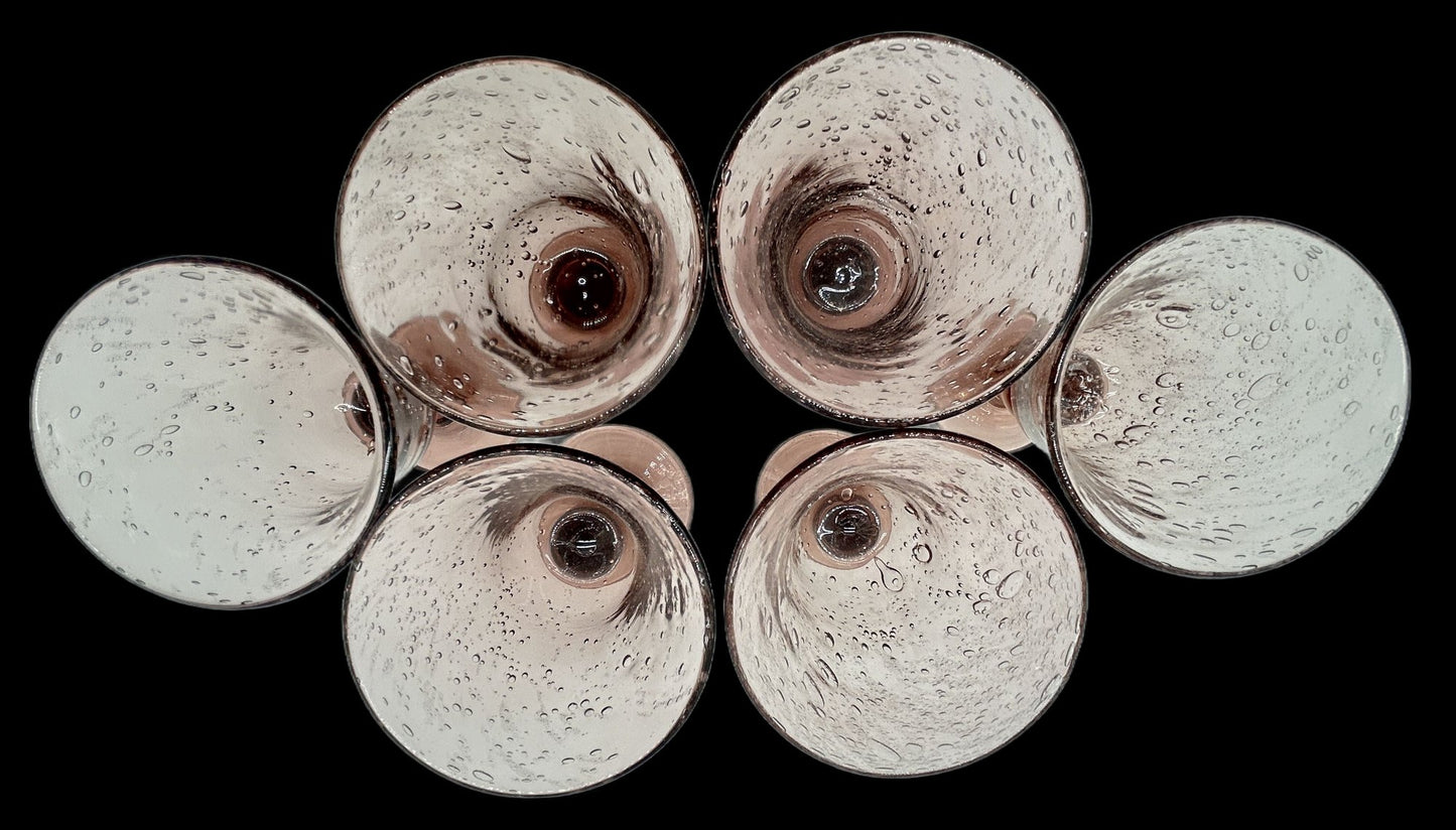 260107-7 La Verrerie De Biot Amethyst Bubble Glass Decanter Set