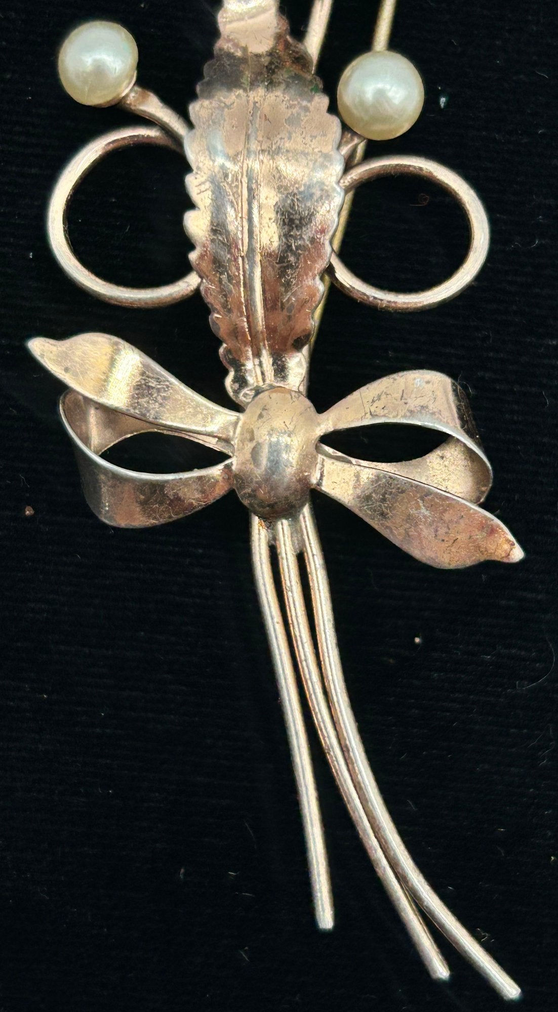 250423-10 VIntage Wilcox Sterling Vermeil Rhinestone Brooch