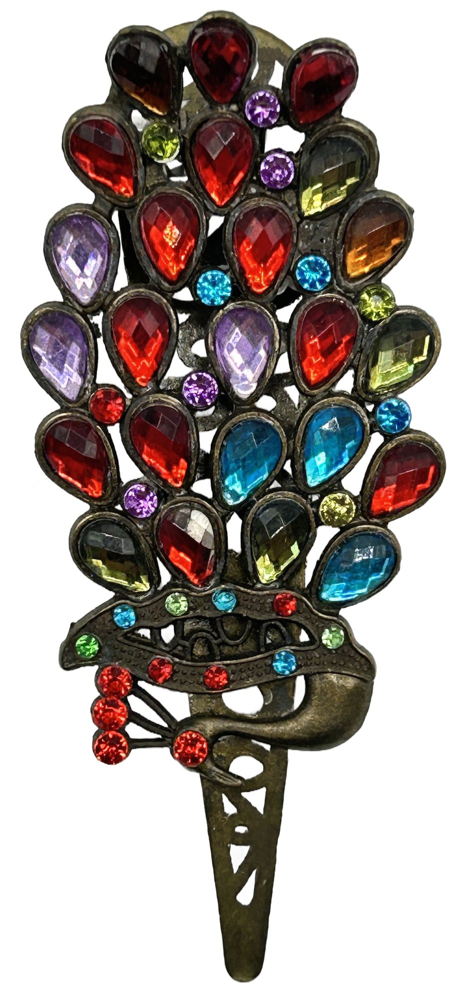 250423-11 Vintage Peacock Rhinestone Hair Clip