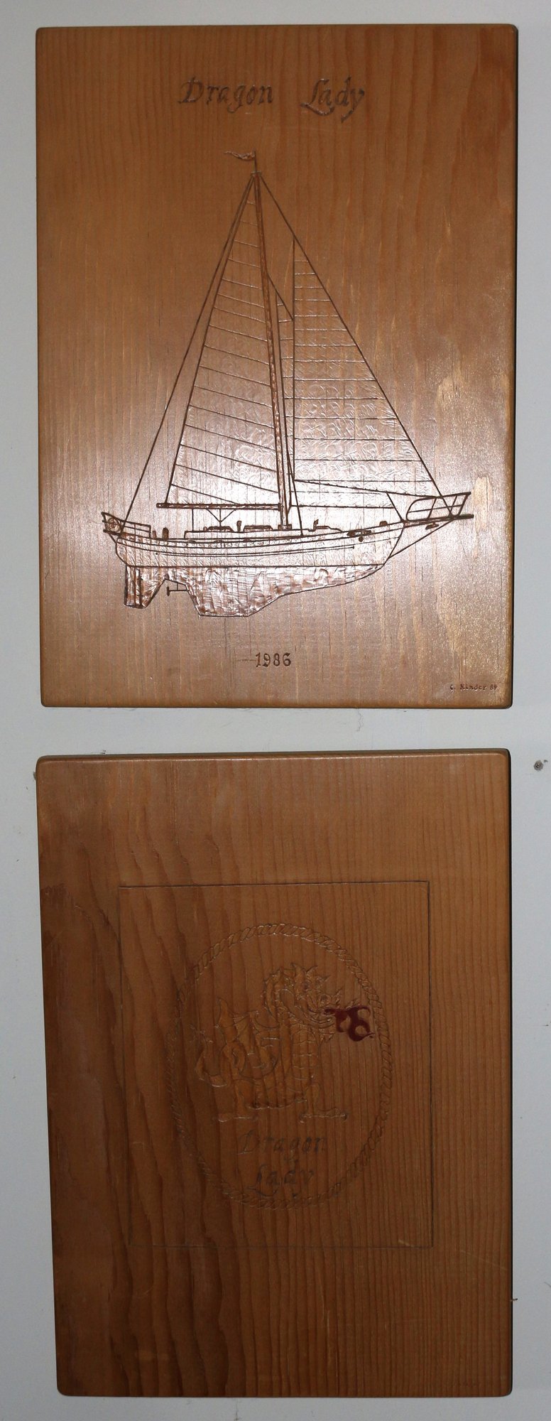 250529-15 Pair Lady Dragon Wooden Signs