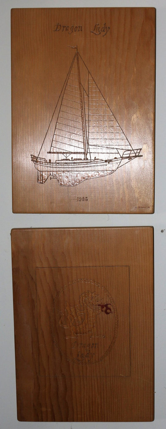 250529-15 Pair Lady Dragon Wooden Signs