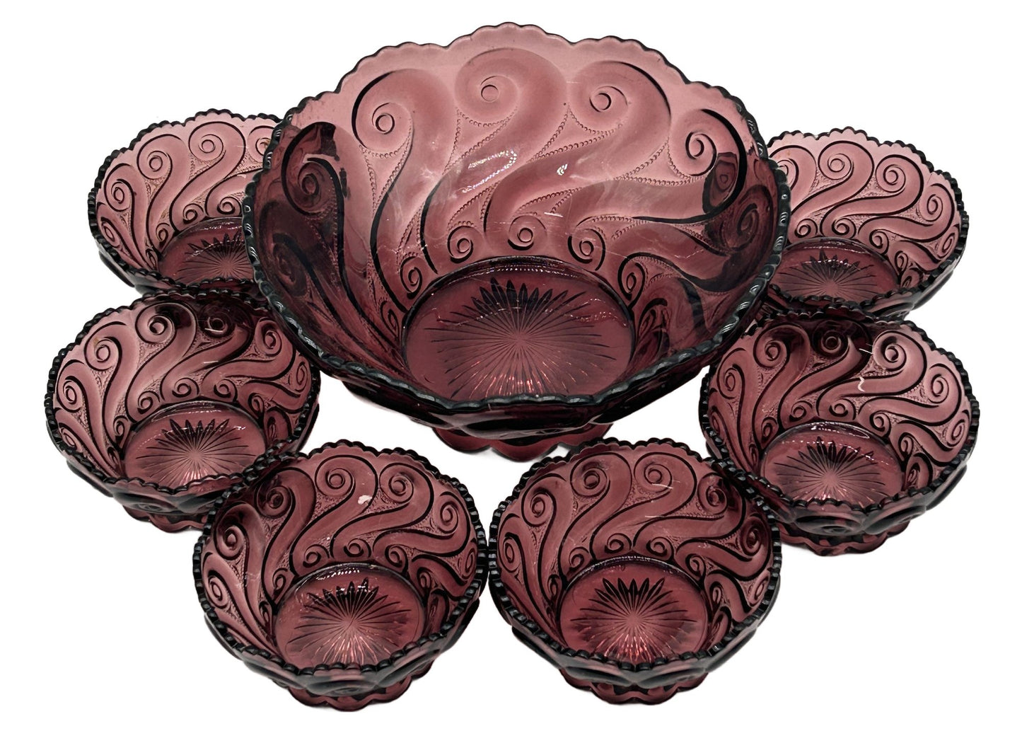 250423-13 7 Pcs Berry Bowl Set EAPG Amethyst