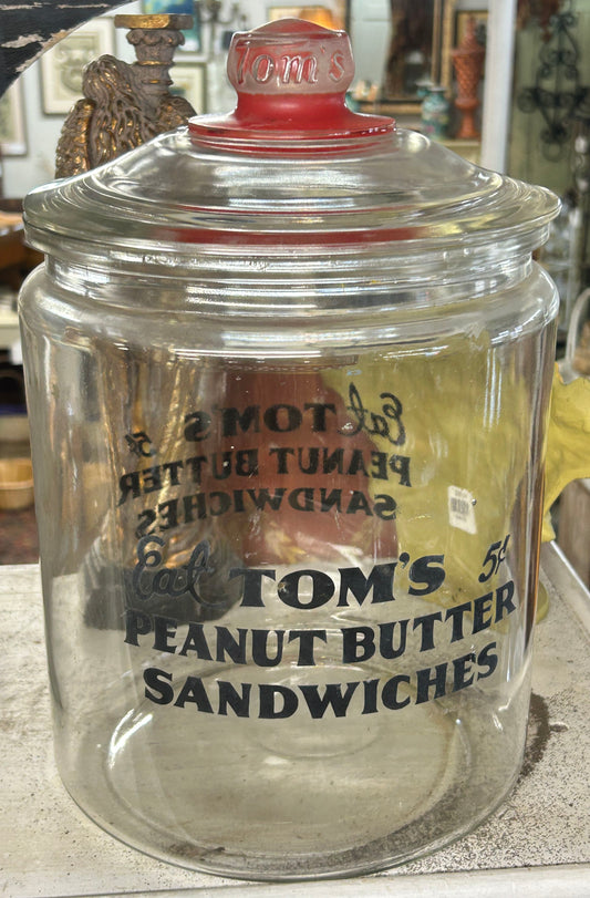 260413-1A Tom's Large Lidded Peanut Butter Sandwiches Jars