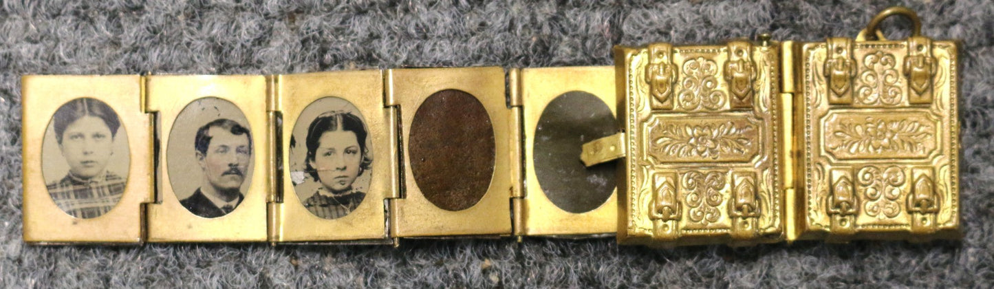 250514-2 Antique Civil War Locket With 9-Tintype Photographs