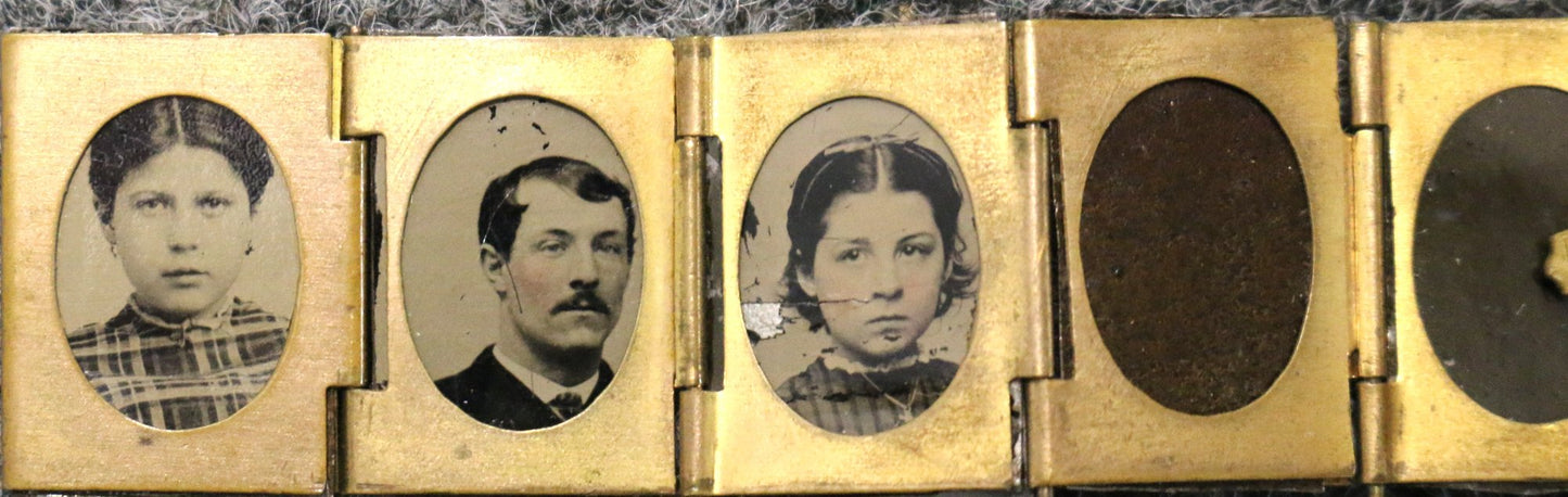 250514-2 Antique Civil War Locket With 9-Tintype Photographs