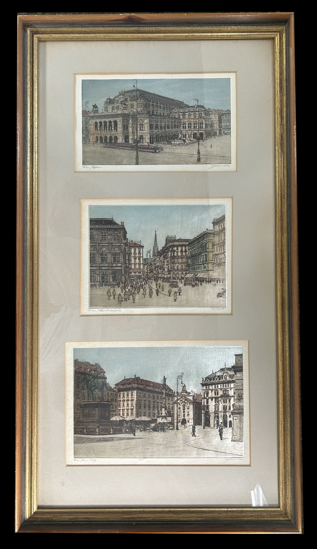 260819-4 Framed 3-Aquatine Etchings