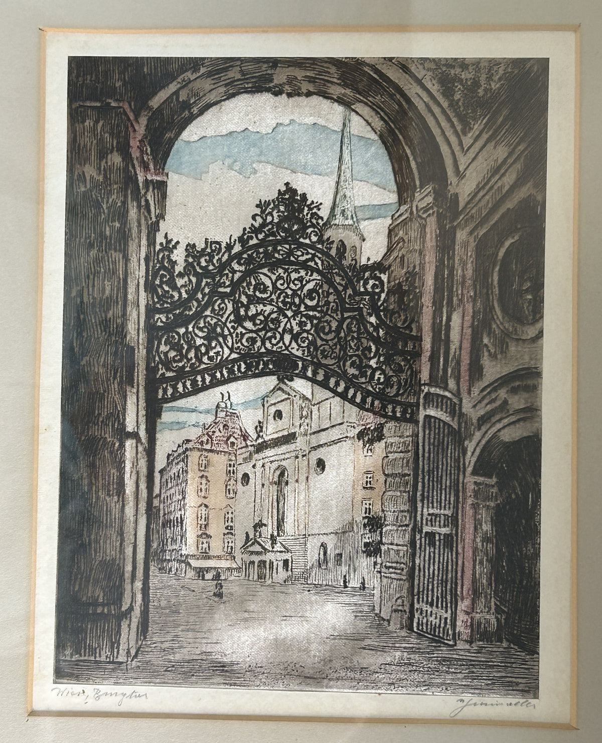260819-5 Framed 4-Aquatine Etchings