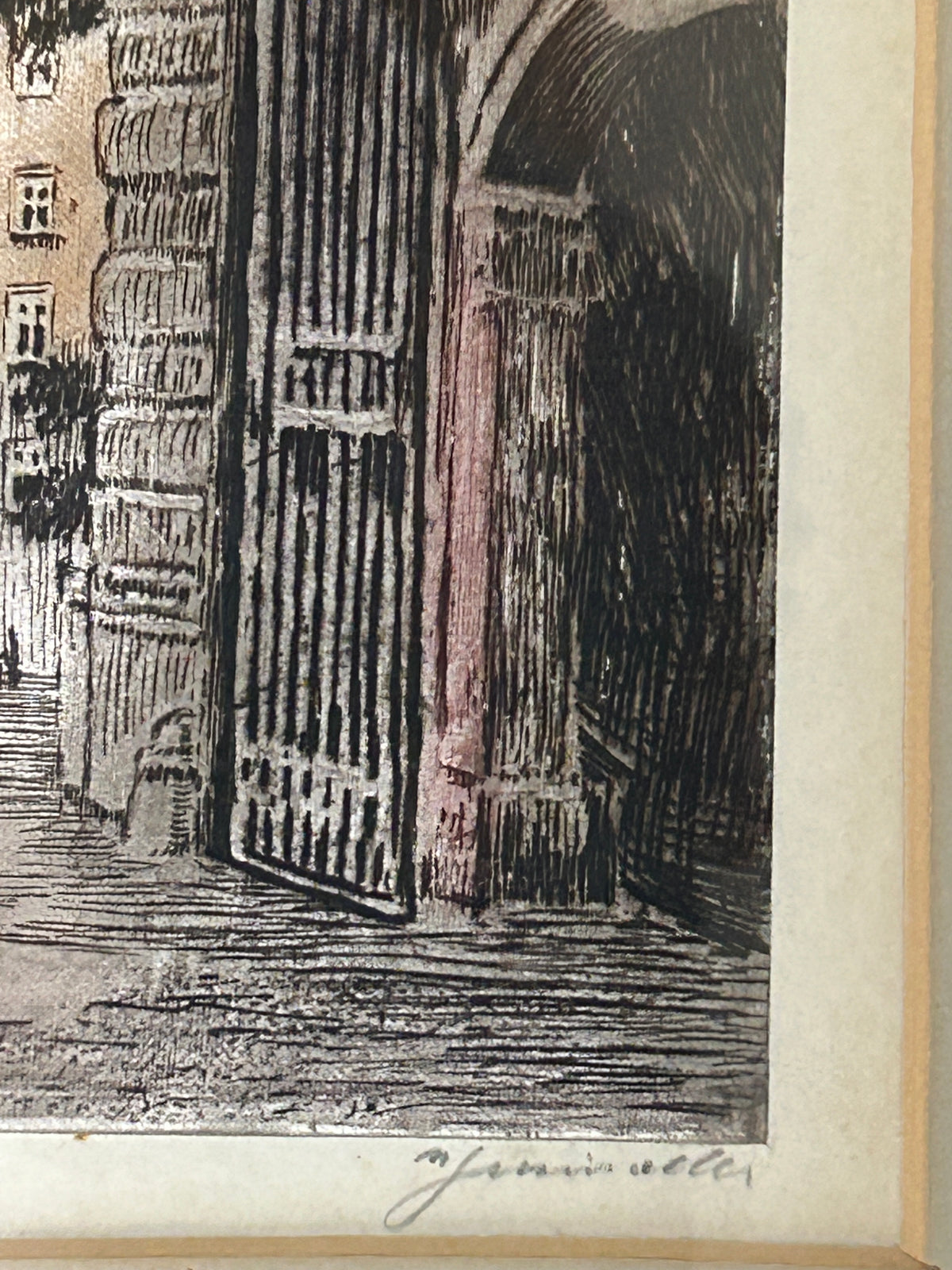 260819-5 Framed 4-Aquatine Etchings
