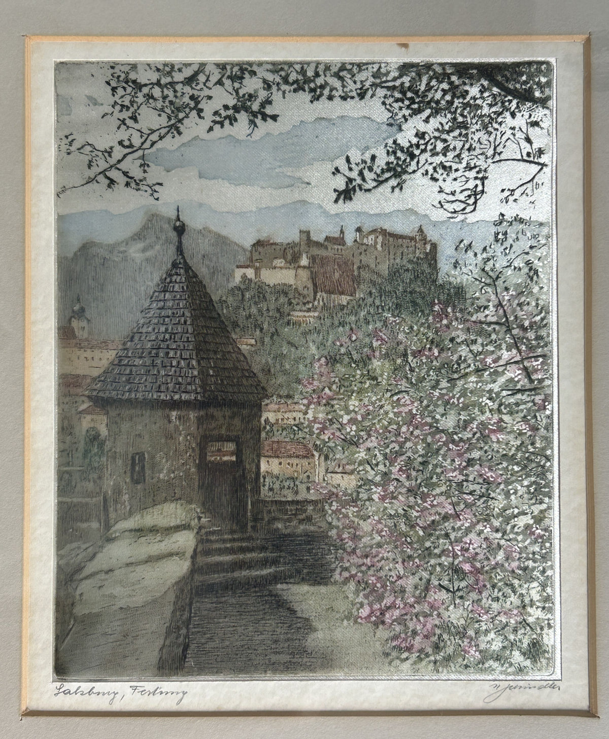 260819-6 Framed 4-Aquatine Etchings