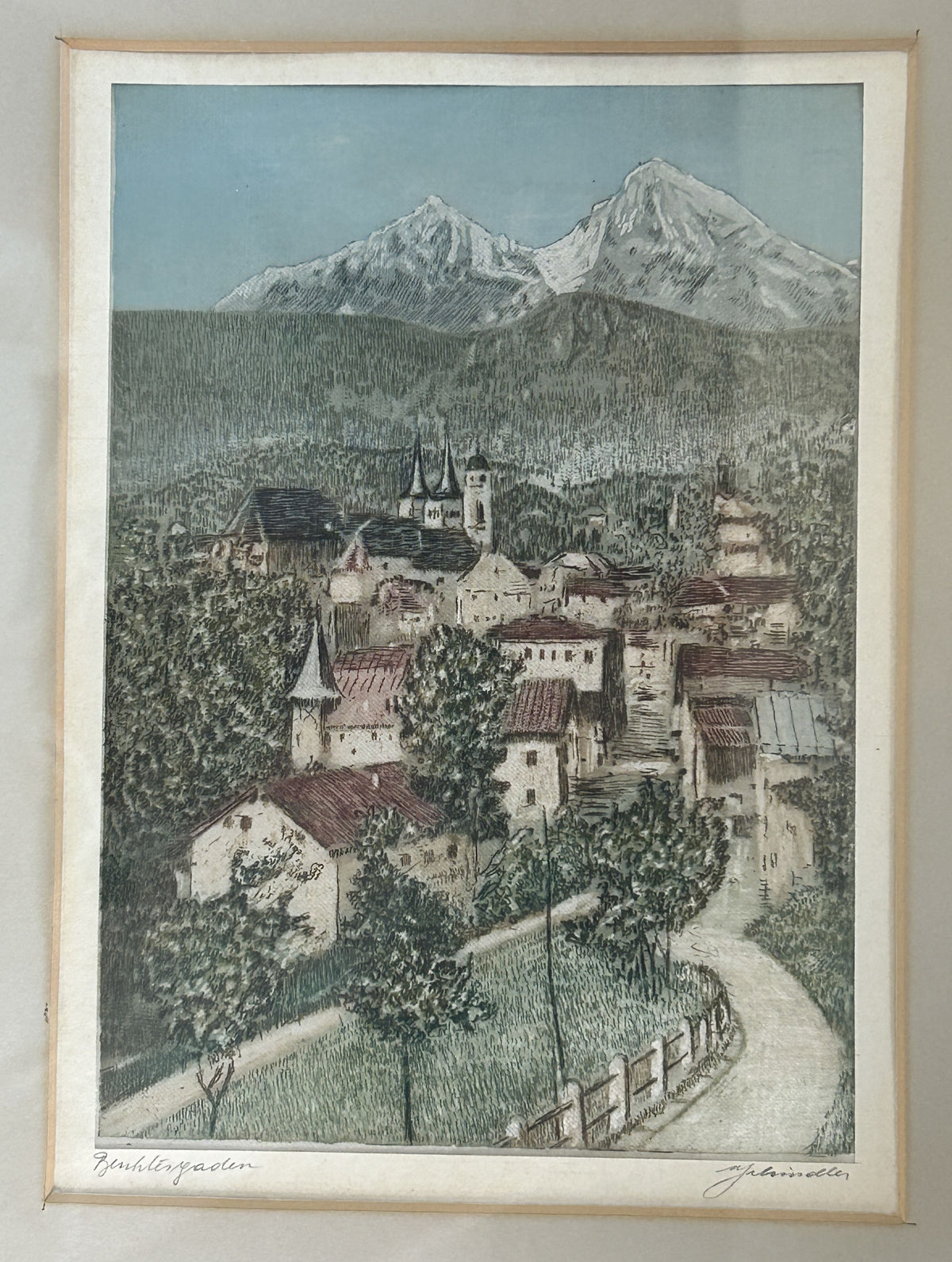 260819-6 Framed 4-Aquatine Etchings