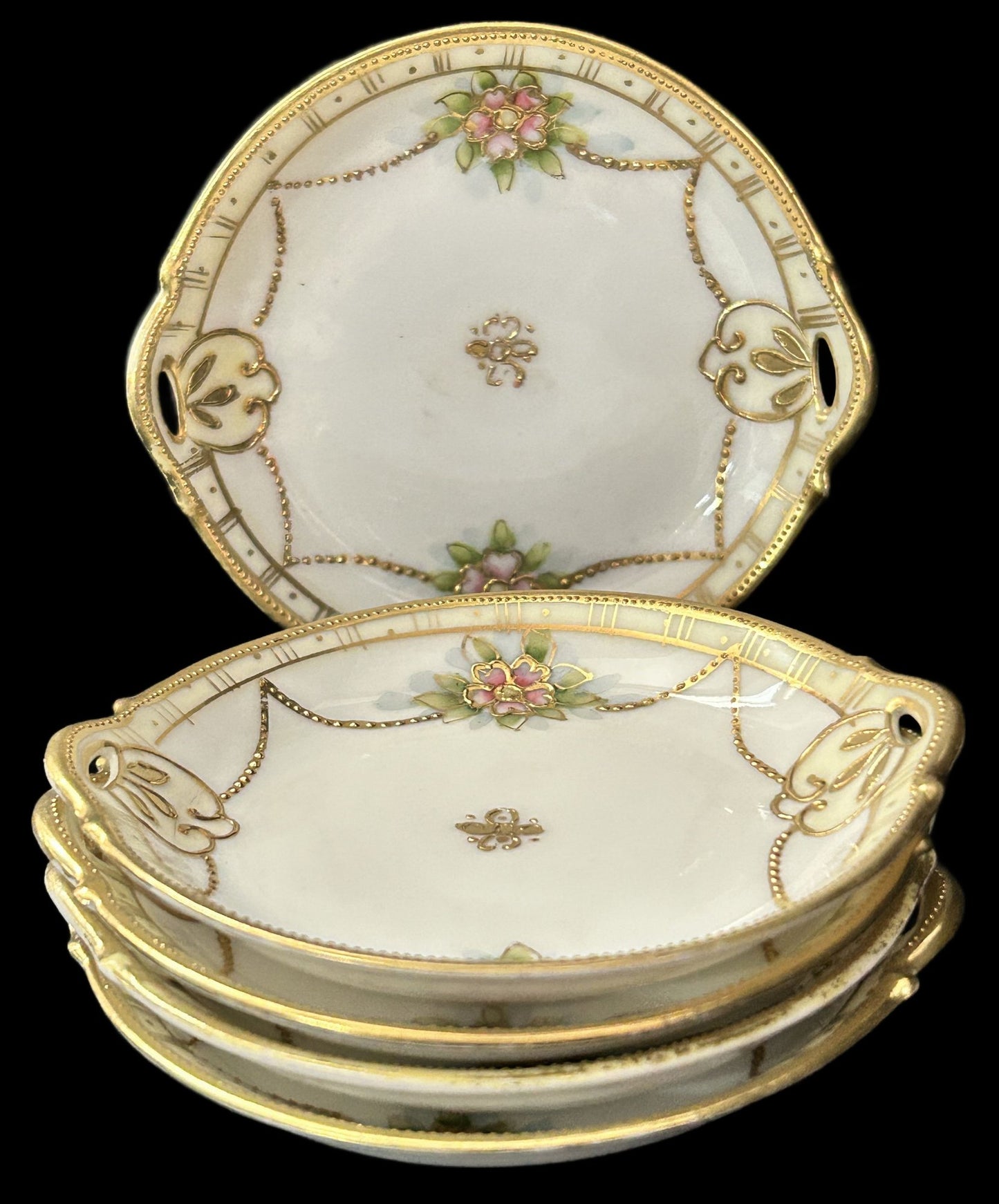 250716-1 Antique 5pcs Nippon Moriage Plates