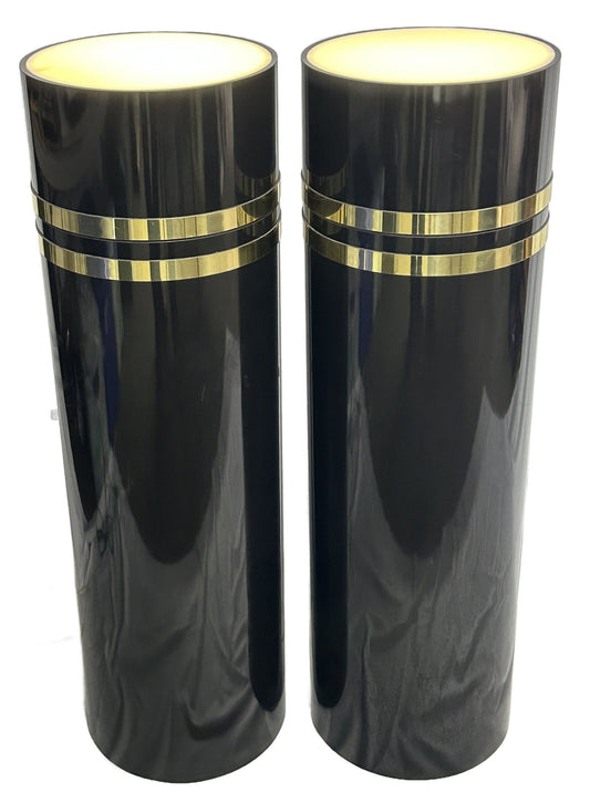 260121-1 Pair Hollywood Regency Lighted Column Pedestals